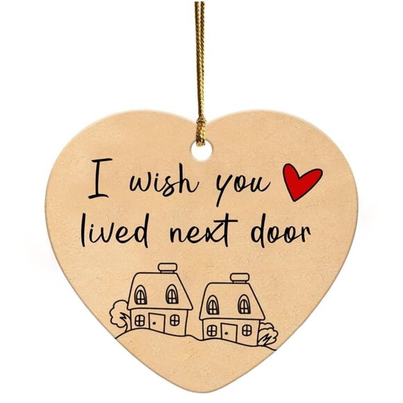 Zazike Other - Heart Shaped Ceramic Friendship Ornament "I Wish You Lived Next Door" Gift Box